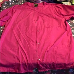 Medium hot pink scrub jacket, no stretch